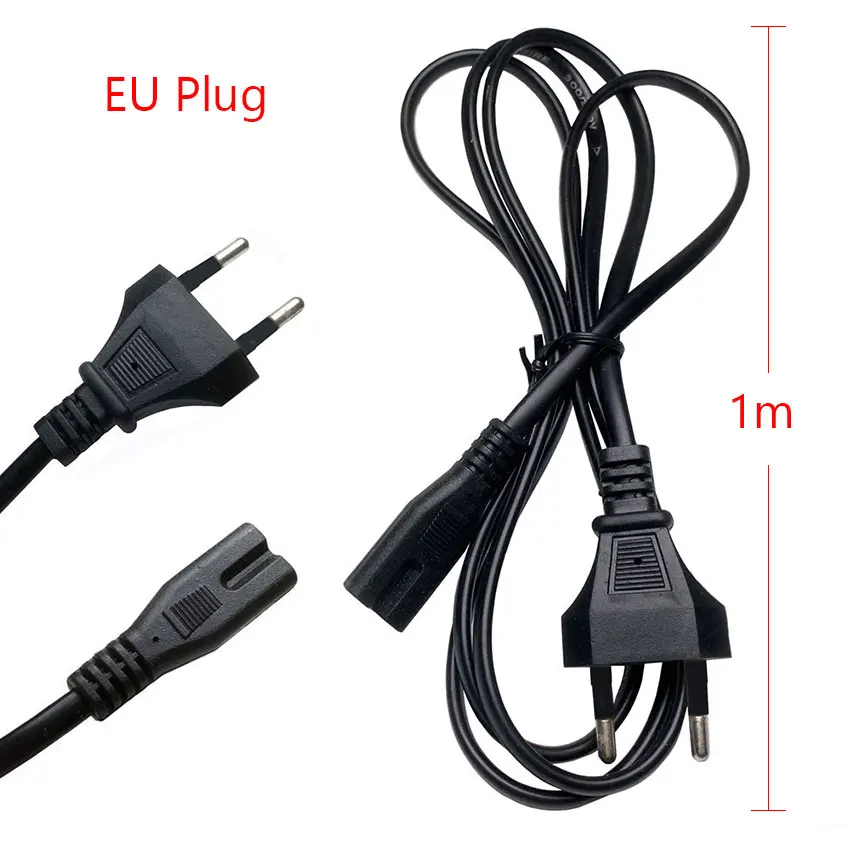 YuXi-2Pin سلك تمديد الطاقة ، أسود ، الاتحاد الأوروبي ، الولايات المتحدة ، الأوروبية ، IEC ، الشكل 8 ، التيار المتناوب ، كابل ل PS4 ، PS3 ، Xbox One S ، 1m