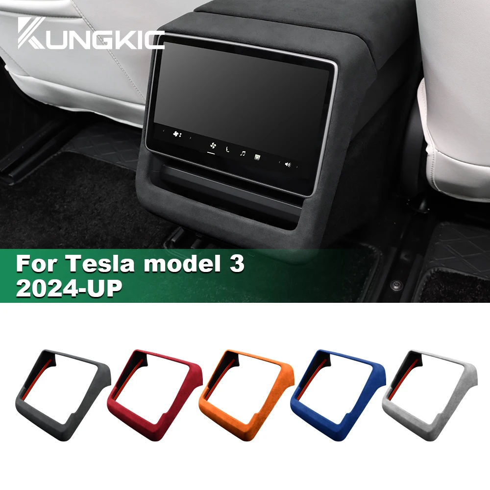 

KUNGKIC Italian Top Suede for Tesla Model 3 Highland 2024-Up Rear Screen Frame Cover Anti-Scratch Trim Interior Car Accessories