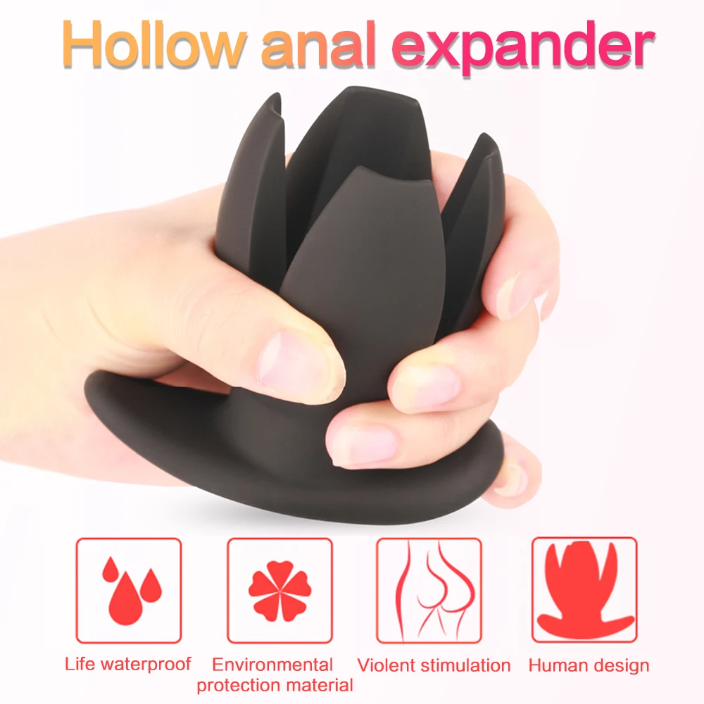 Silicone Anal Dilator Hollow Petal Tunnel Buttplug Anal Expander Vagina Speculum Expansion Sounding Woman Men Dildo Anus Sex Toy