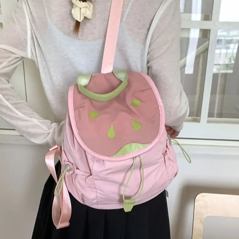 

Dopamine Color Outdoor Drawstring Backpack Waterproof Commute Fruit Nylon Backpack Travel Large Capacity Hiking Shoulder Bag