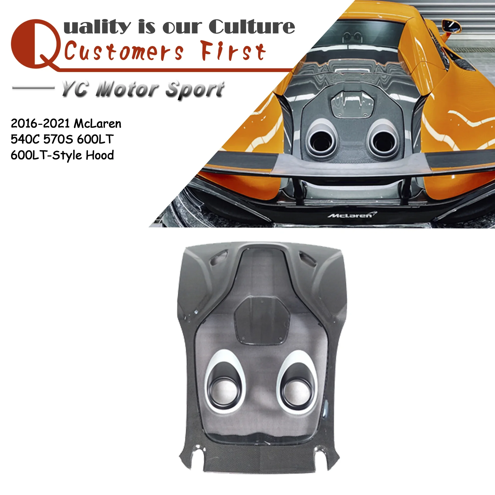 Car Accessories Dry Carbon Fiber 600LT-Style Hood Bonnet Fit For 2016-2021 McLaren 540C 570S 600LT PS Style Hood Engine Cover