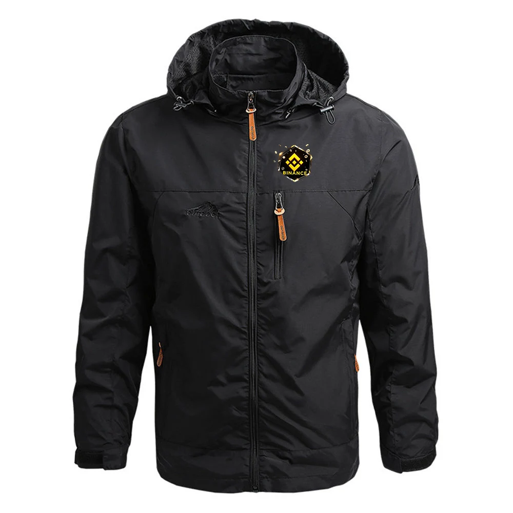 2026 Men's Premium Brand Useful Windproof Hooded Jacket Coat Spring And Autumn Binance Crypto Logo Print Versatile Hoodies