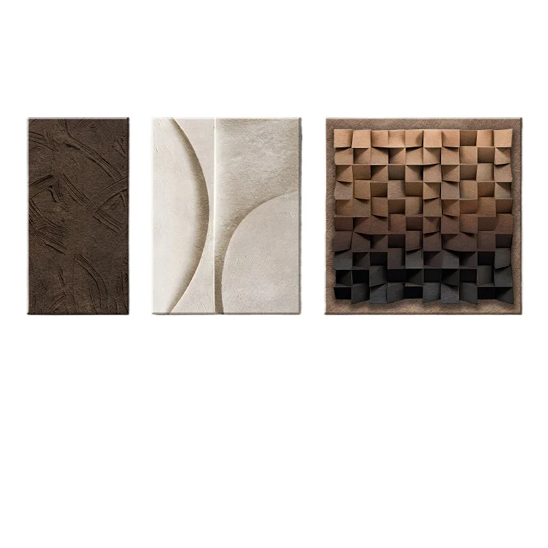

Wabi-sabi wind living room decoration abstract geometric minimalist mural sofa background wall hanging triptych