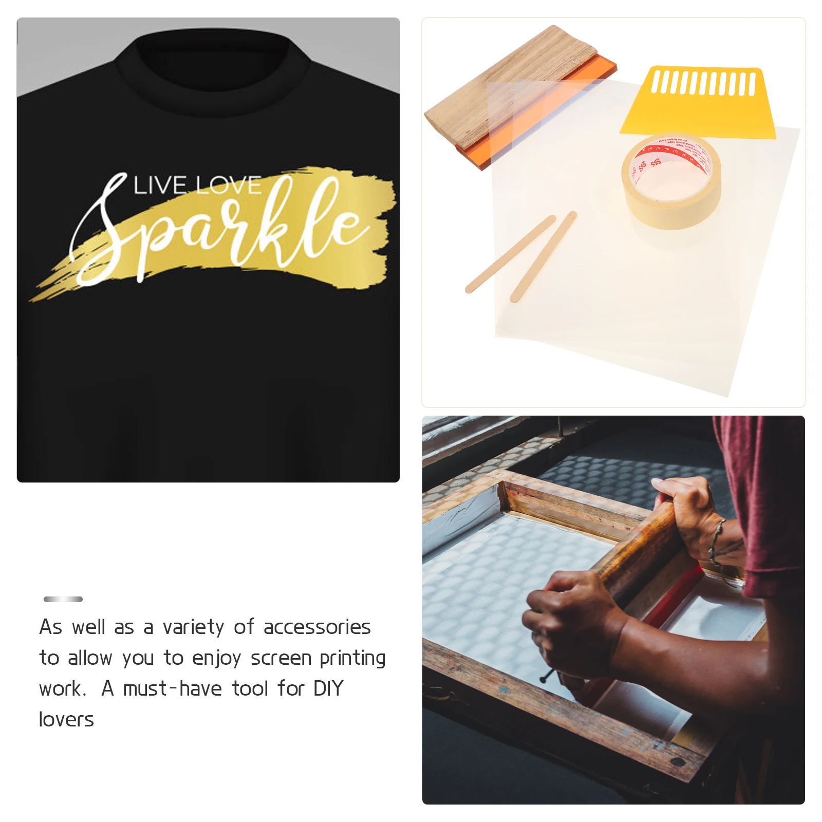 Squeegee Durable Mesh Kit Crafts Textured Paper Wear resistant Board Home Use Wooden Ink Scraper Tool