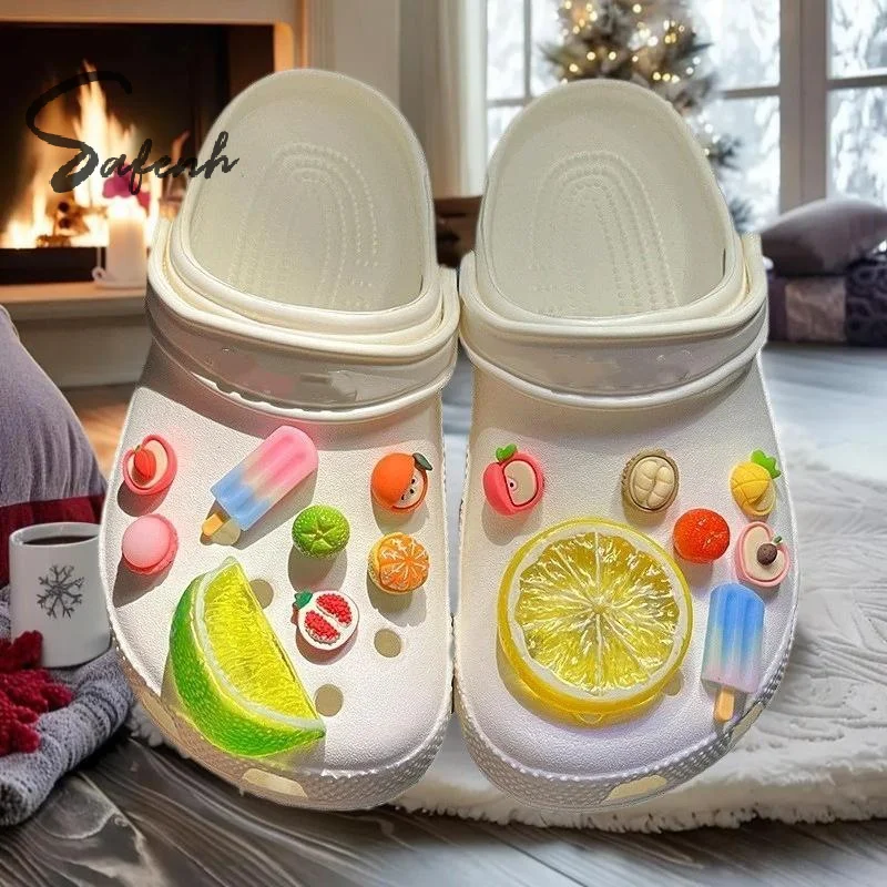 

13/14/15 шт. набор DIY 3D фруктовый кристалл голубой лимонный отверстие подвески для обуви украшения обуви пряжка аксессуары подарок для девочки