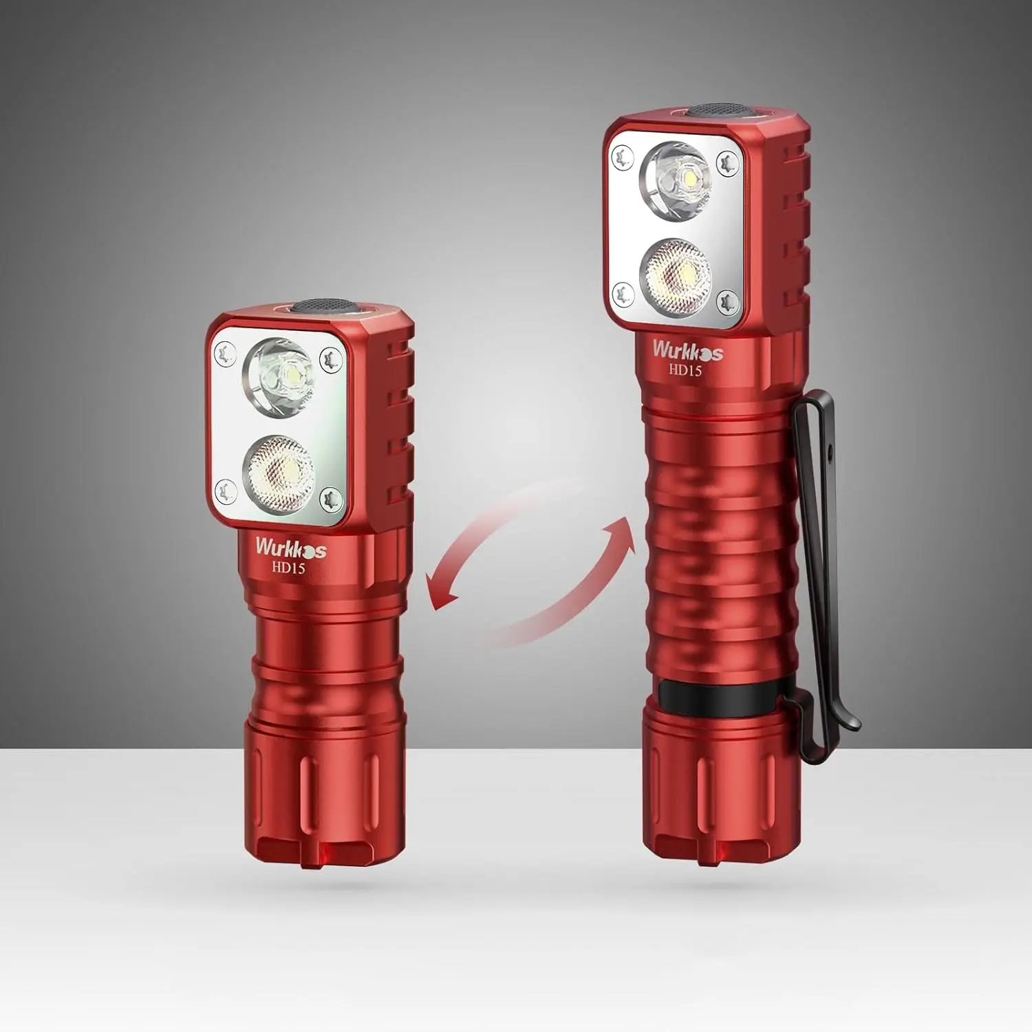 Wurkkos-Faro de pesca HD15 2000LM EDC, lámpara LED recargable 18650, Banco de energía IPX8, luz de trabajo para acampar con tapa trasera magnética