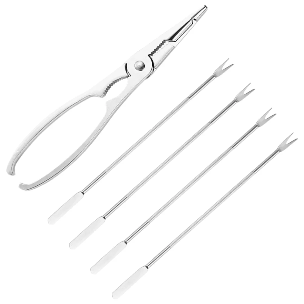 1 Set Seafood Tools Set Stainless Steel Crab Claw Crackers Lobster Forks