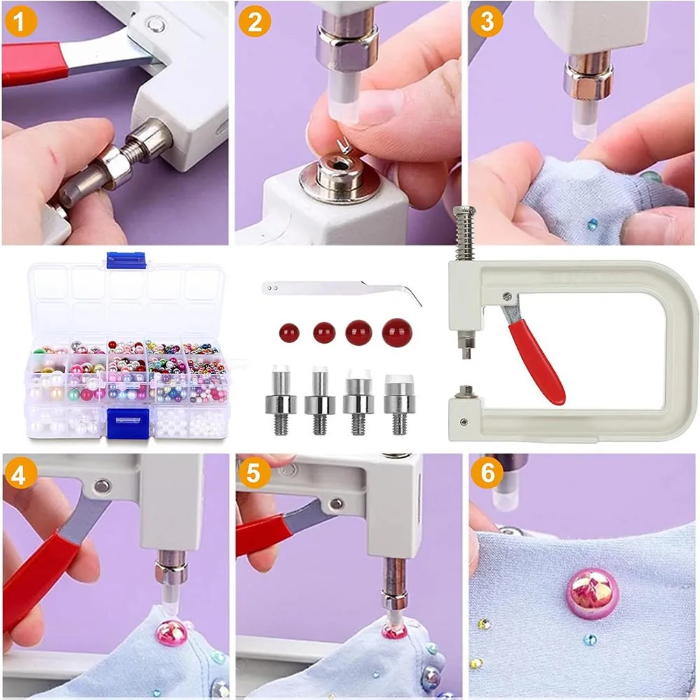 Handgefertigte Perlen-Nieten DIY-Nietset-Maschine DIY-Kleidungswerkzeug Perlen-Nietknöpfe für Beste Dekoration – Detail 5