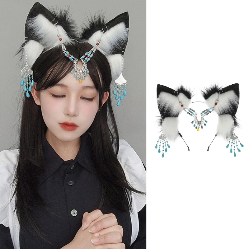 MXMB Diademas con Orejas Cadena para Cabeza Orejas y Animal Cosplay Diademas Animales Diademas con