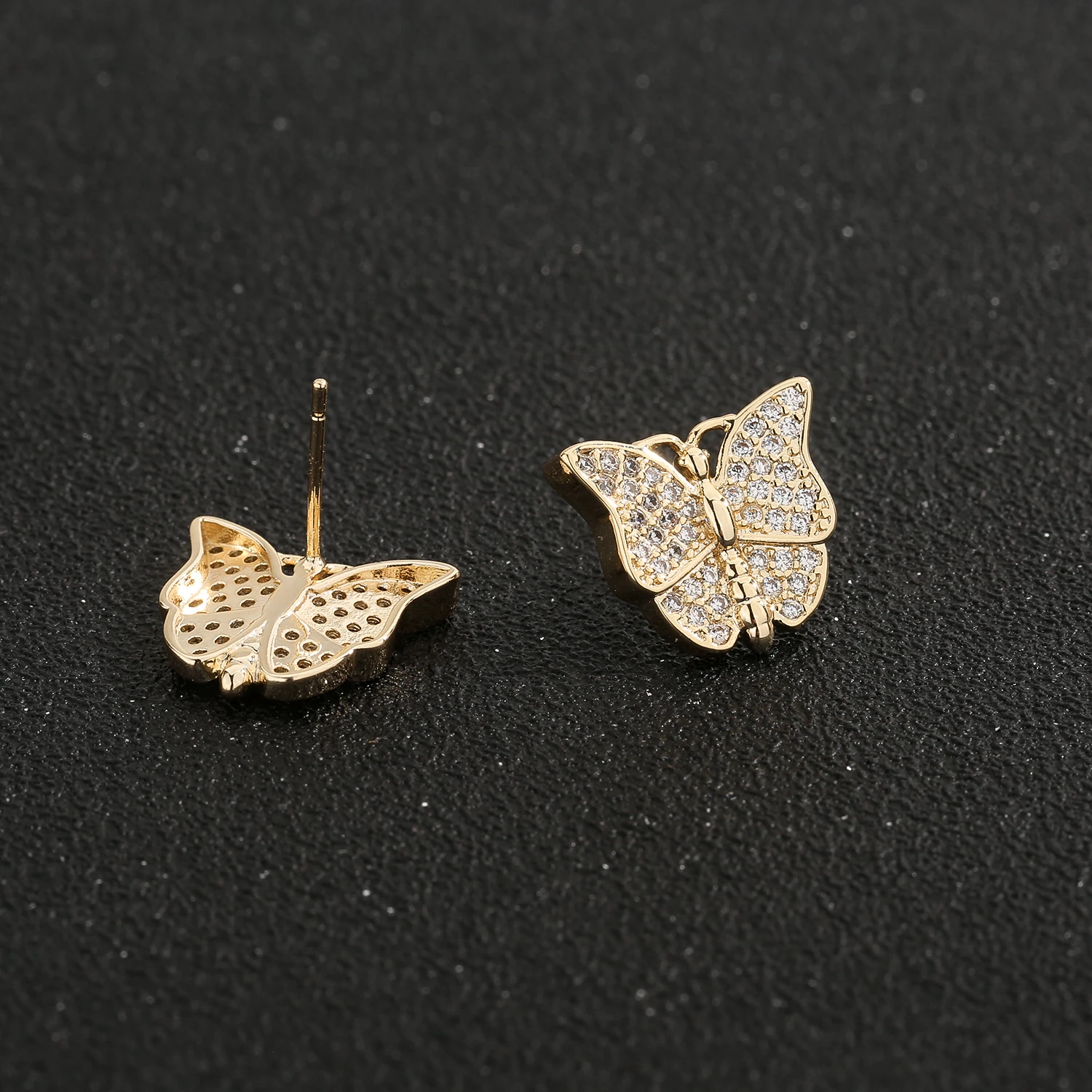 Wholesale Variety of Animal-Shaped Stud Earrings with Gold Plating and Cubic Zirconia – Turtle, Frog, Butterfly Animal Studs, Gi