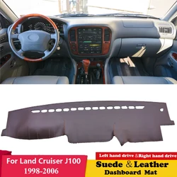 For Toyota Land Cruiser J100 LandCruiser 100 1998-2006 Suede Leather Dashmat Dashboard Cover Pad Dash Mat Carpet Car Styling