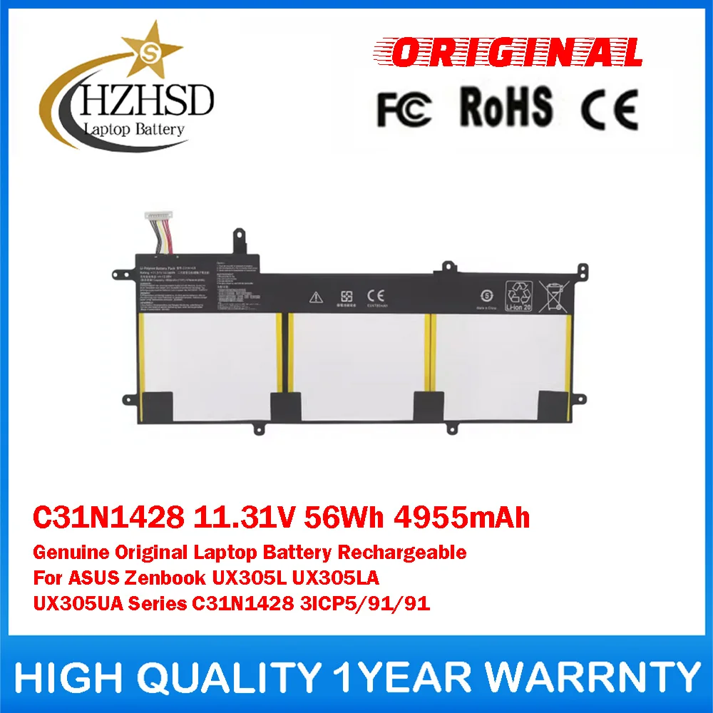 C31N1428 11.31V 56Wh 4955mAh Genuine Original Laptop Battery For ASUS Zenbook UX305L UX305LA UX305UA Series C31N1428 3ICP5/91/91