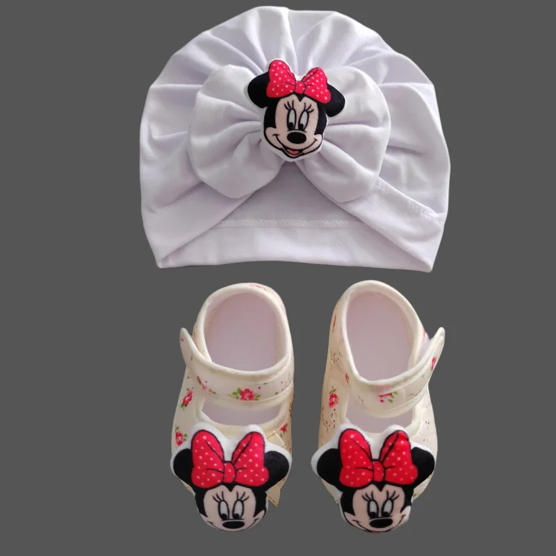 [ Disney New Baby Accessories ] Mickey Mouse Newborns Headband Match Doll Baby Have Fun Shoes Sock Minnie Mouse Summer Sandals