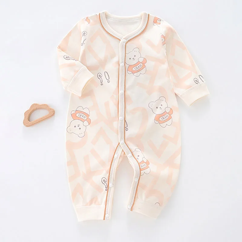 MILANCEL New Autumn Neonate Rompers Newborn Baby Cute Cartoon Bear Jumpsuit Infant Home Wear