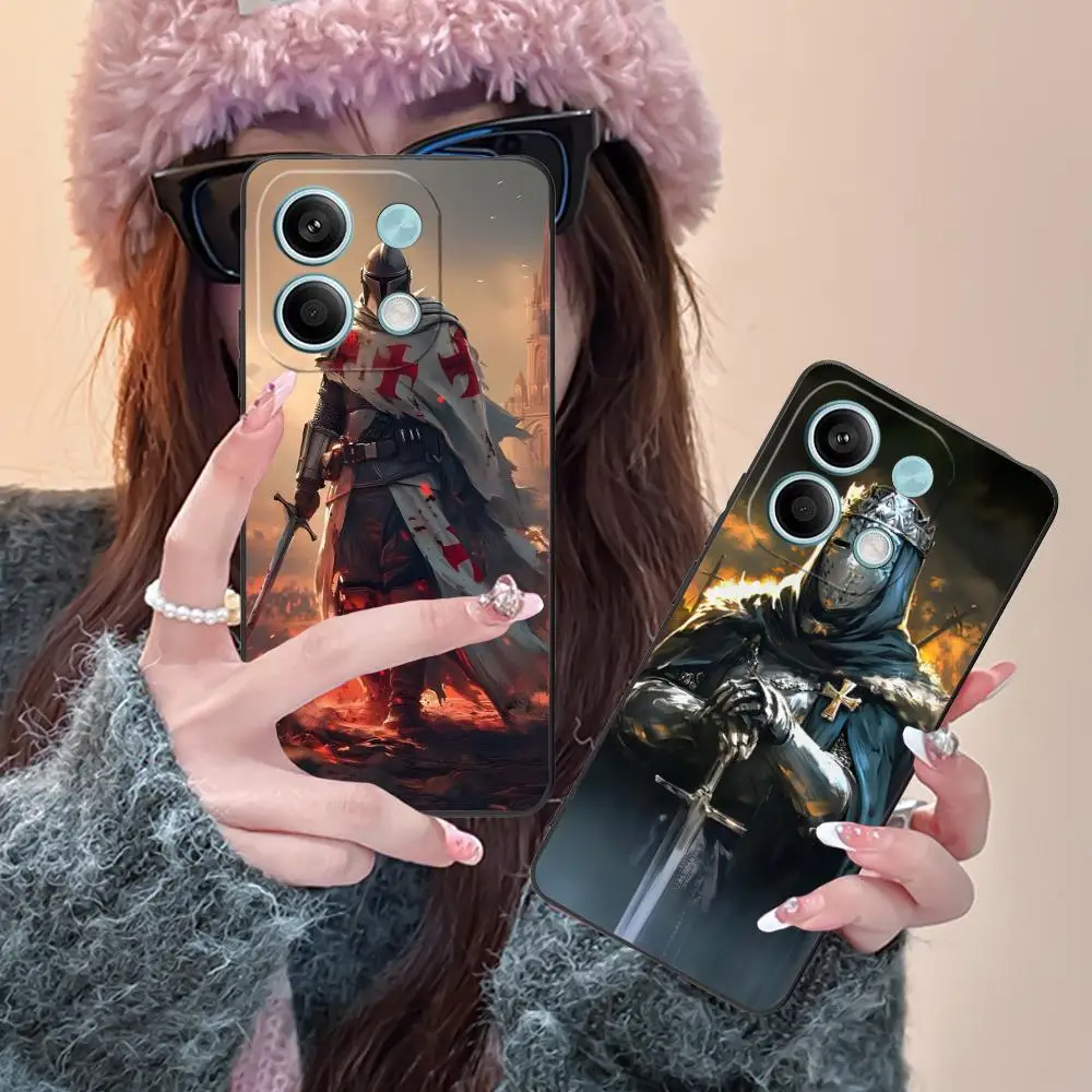 

Чехол для мобильного телефона тамплиера Knights для Xiaomi Redmi Note 14 13 12 11 S Pro Plus 4G 5G с цветной печатью, защитный красивый роскошный чехол