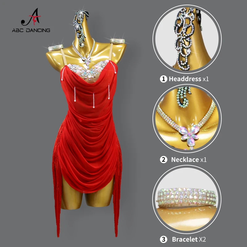 Dress For Dance Girl Costume Women Latin American Clothes Ball Sexy Skirt Line Suit Evening Practice Wear Stage Samba Customized