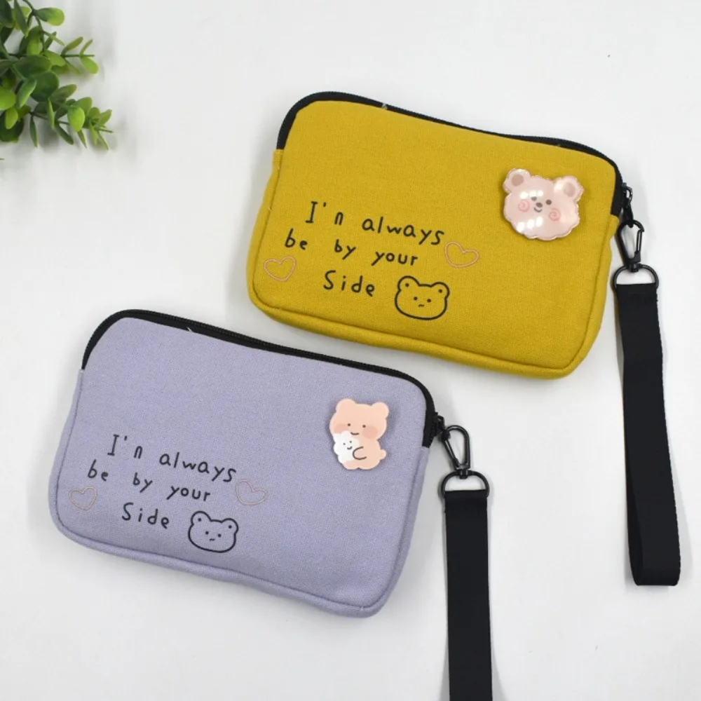 

Милые холщовые кошельки для монет, большой емкости, короткий кошелек с героями мультфильмов и ремешками на запястье, женский держатель для карт