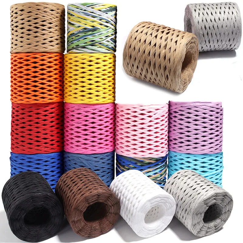

200 м натуральная рафийная бумага, лента для рукоделия, упаковочная бумага, шпагат, пряжа из рафии, вязаная бумага, веревка, сделай сам, ремесло, фестиваль, подарочная упаковка