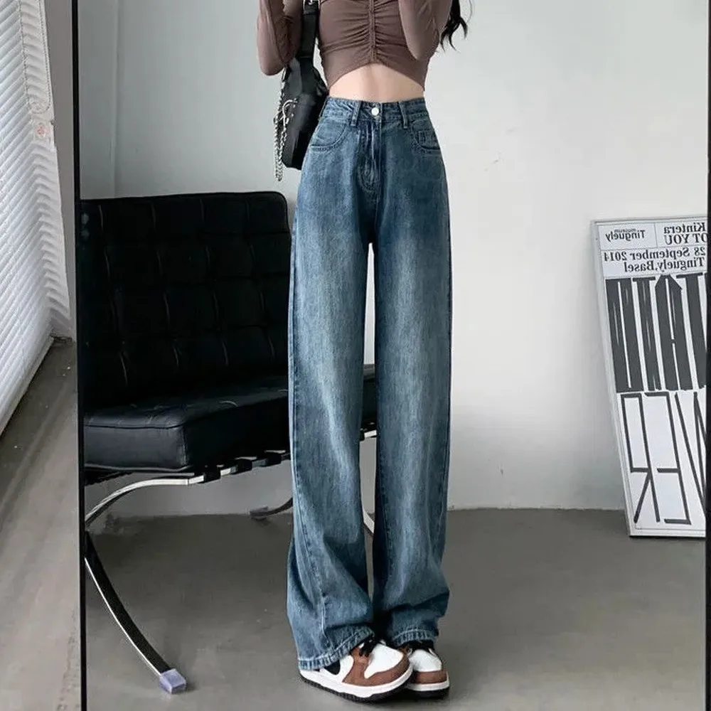 Mode künstlerische leichte Frauen trend ige weitb einige Hosen einfachen Stil solide hohe Taille Design geeignet lässige weiße Hose – Detail 9