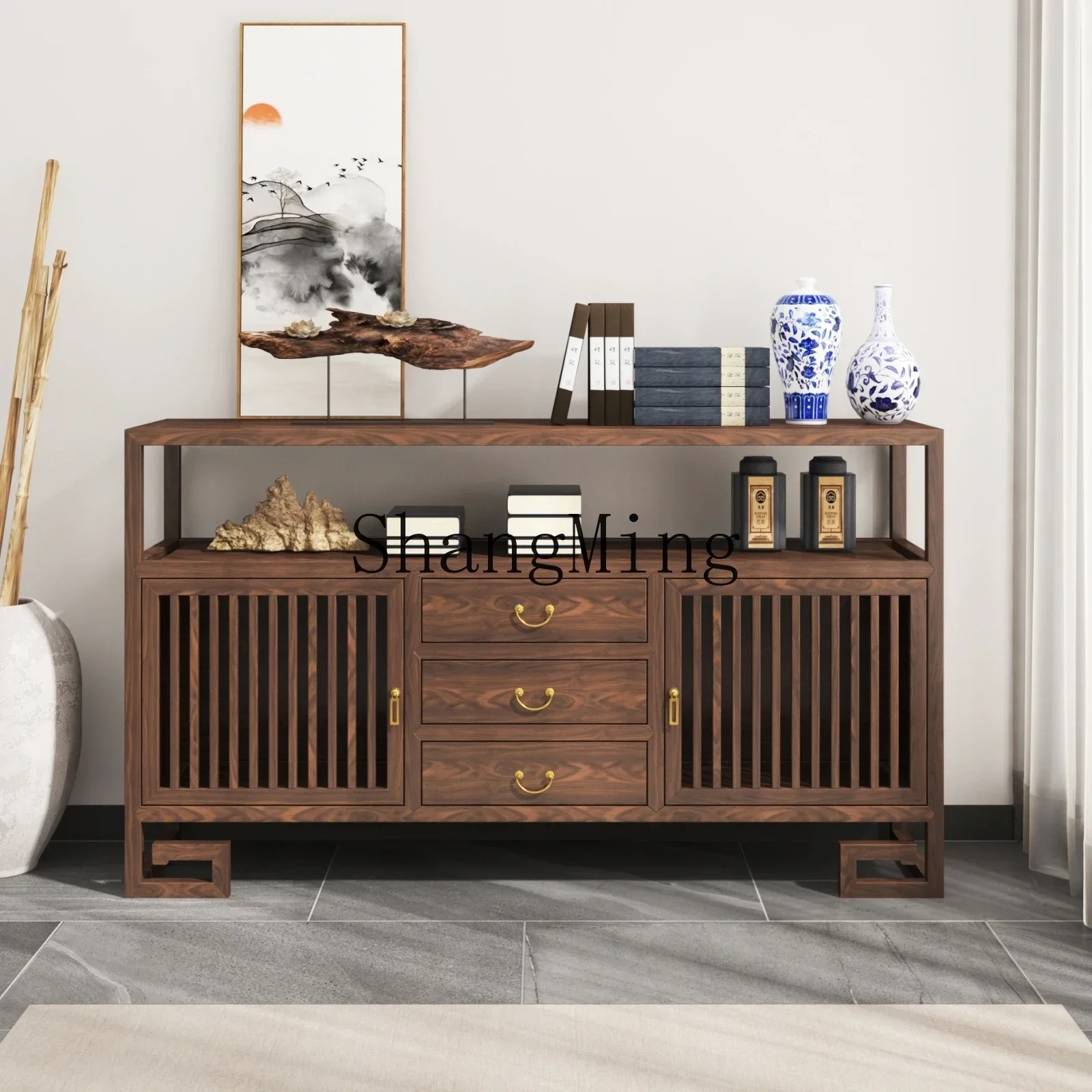 CL  style solid wood entrance table Chinese-style strip case entrance table serving table dining side wall locker