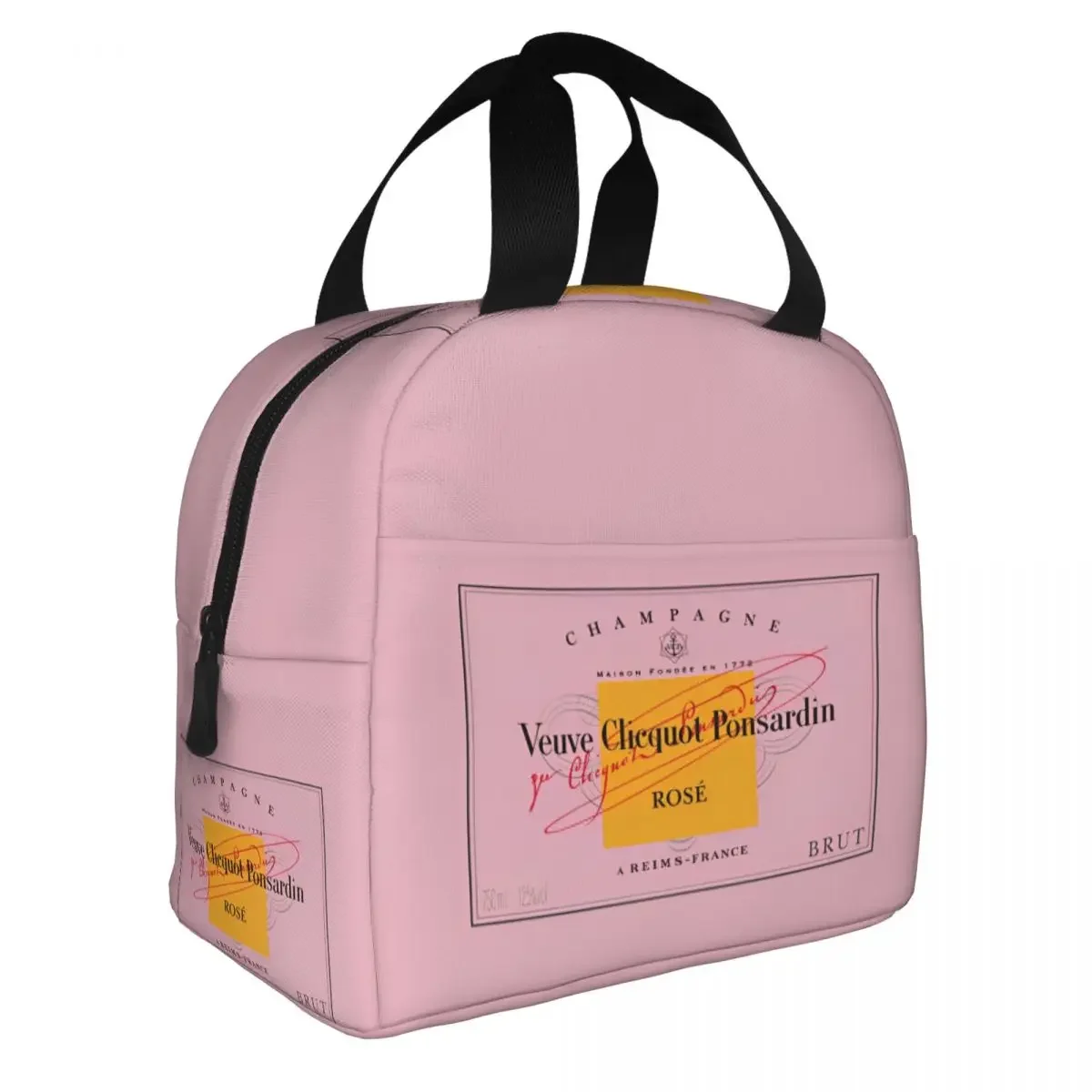 Champagne Pink Insulated Lunch Bags Leakproof Veuves Clicquots Lunch Container Cooler Bag Tote Lunch Box Office Food Storage Bag