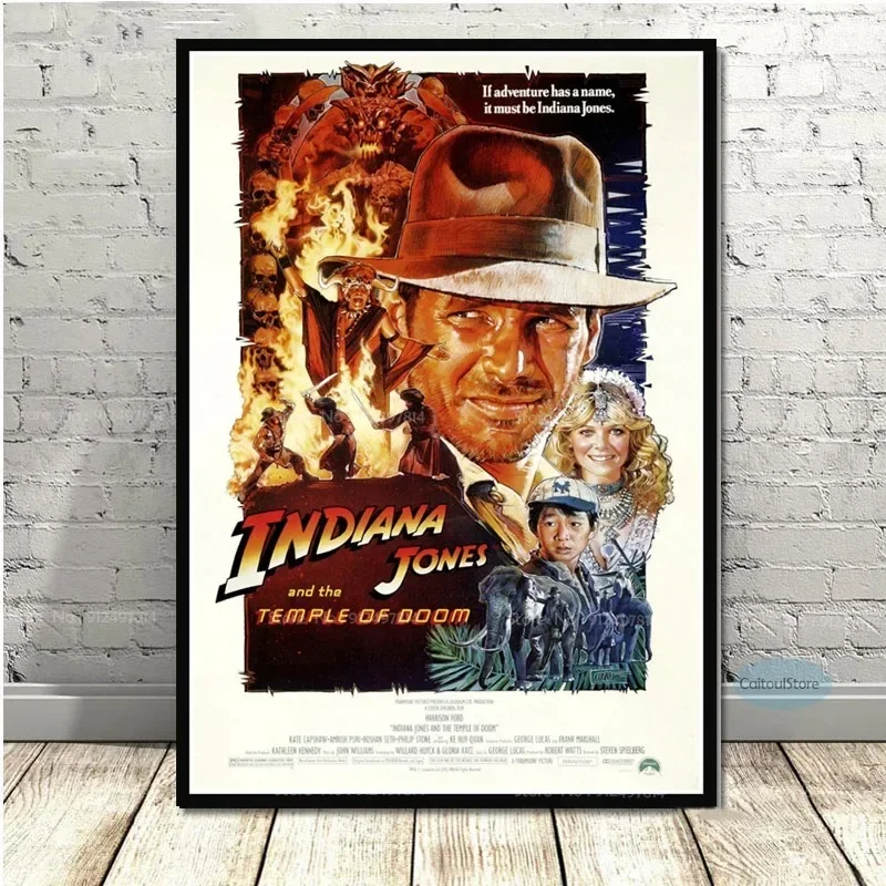 Póster Artístico de pared de Indiana Jones de película clásica Vintage, imagen impresa para decoración, sala de estar, dormitorio, hogar, pintura en lienzo sin marco