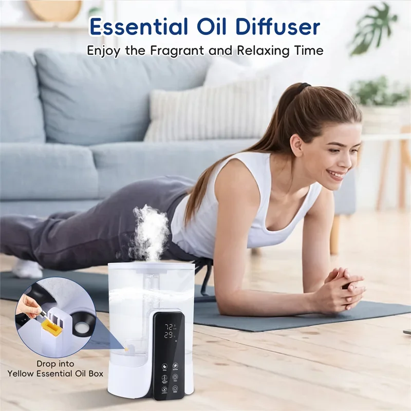 Humidificateurs à brume fraîche à ultrasons pour chambre de bébé et grande pièce, humidificateur de bureau à remplissage supérieur, diffuseur et veilleuse, parfum, 6L