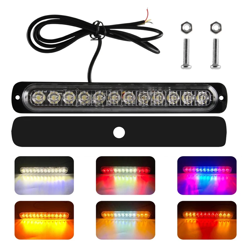 

1x 12 LED Strobe Warning light For Car Motorcycle Truck Side Emergency Warning Flashing Lamp Truck Trailers Police Light Flasher