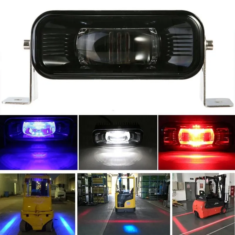 Forklift LED Safety Lights 10-80V Square  9W Blue Red White LED Warning Light Fork Truck Crane Spot Beam Reversing Stripe Lights