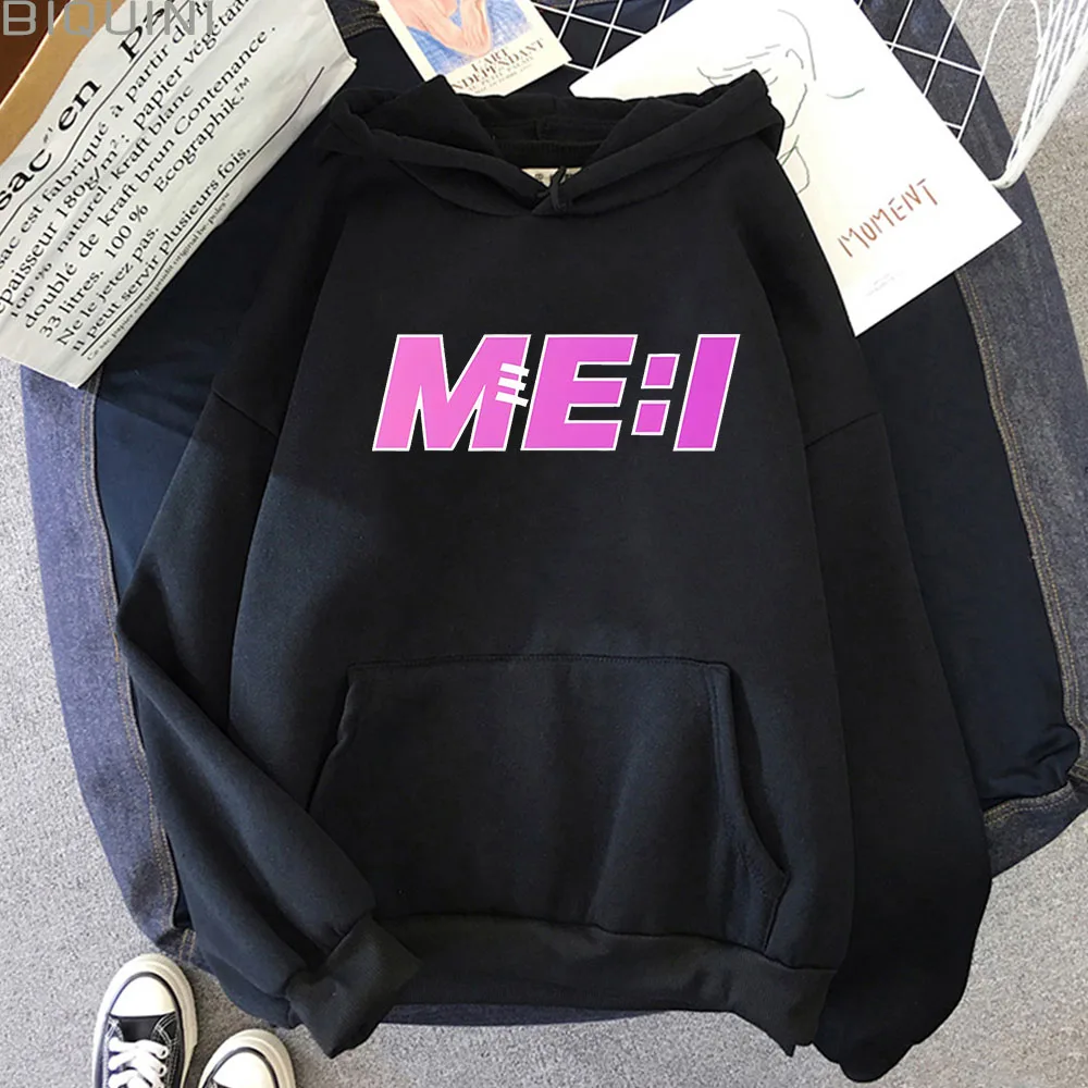 ME:I New Music Band Letter Print Hoodie for Women Men Soft Casual Loose Sportwear Female Sweatshirts Warm Fleece Ladies Clothes