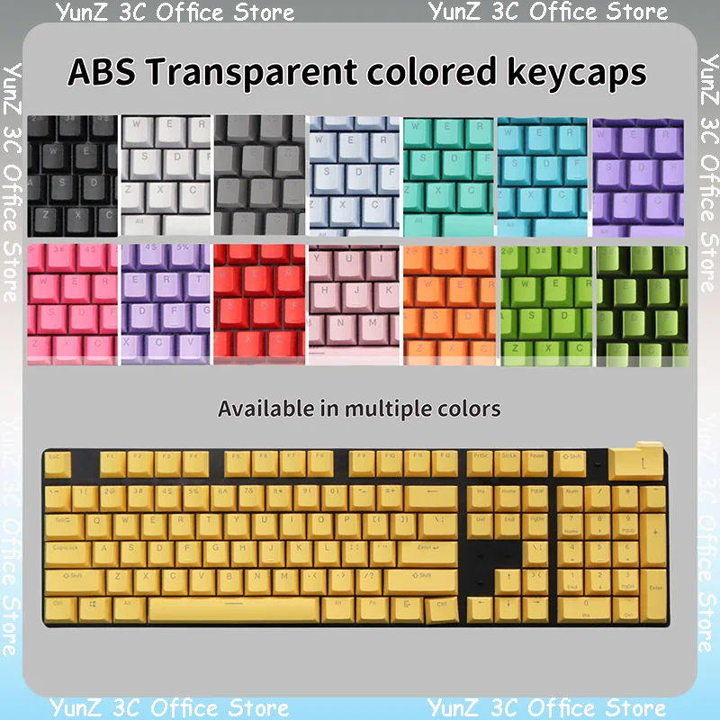 Solid Color Keycap Abs Color Blocking 61/87/104 Key Mechanical Keycap Dual Color Closed Character Translucent Color Keycap