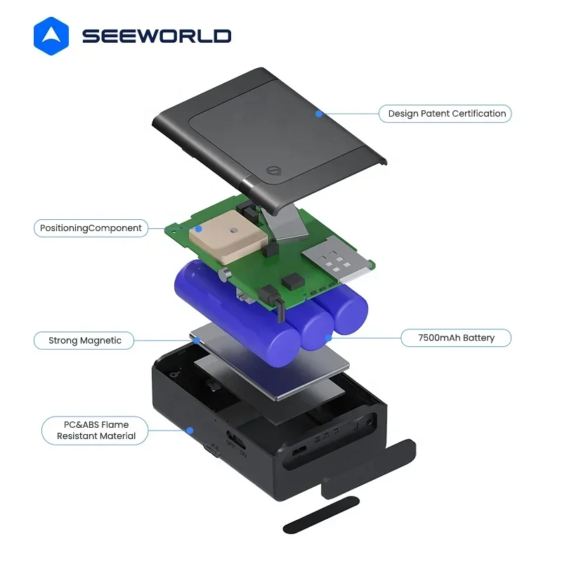 

2025 SEEWORLD Fleet Tracking Solution GPS Module Anti-lost Locator Magnetic Wireless Tracker for Car 7500mAh