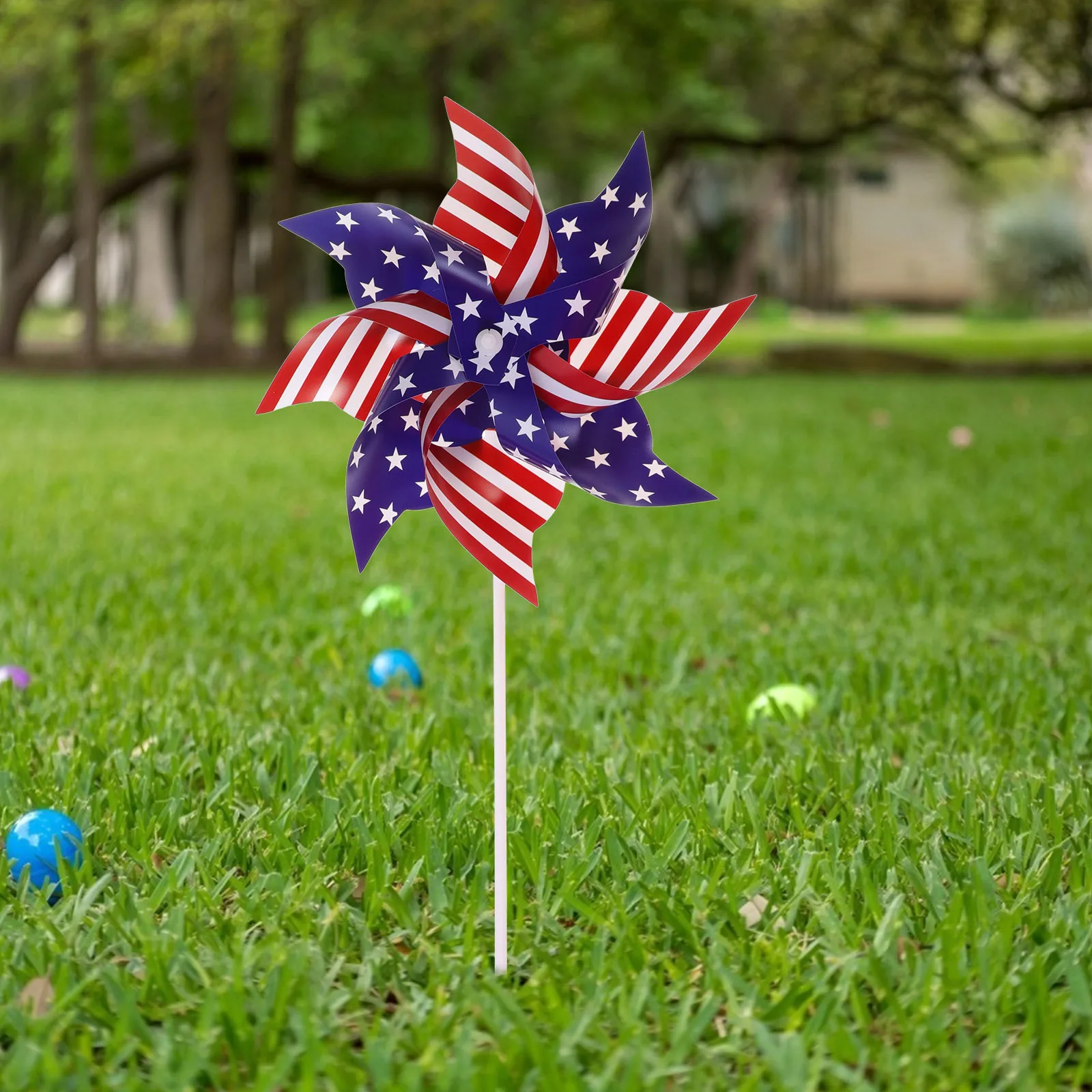 12pçs vento patriótico durável material pp memorial day jardim cataventos decoração de quintal ao ar livre vento patriótico