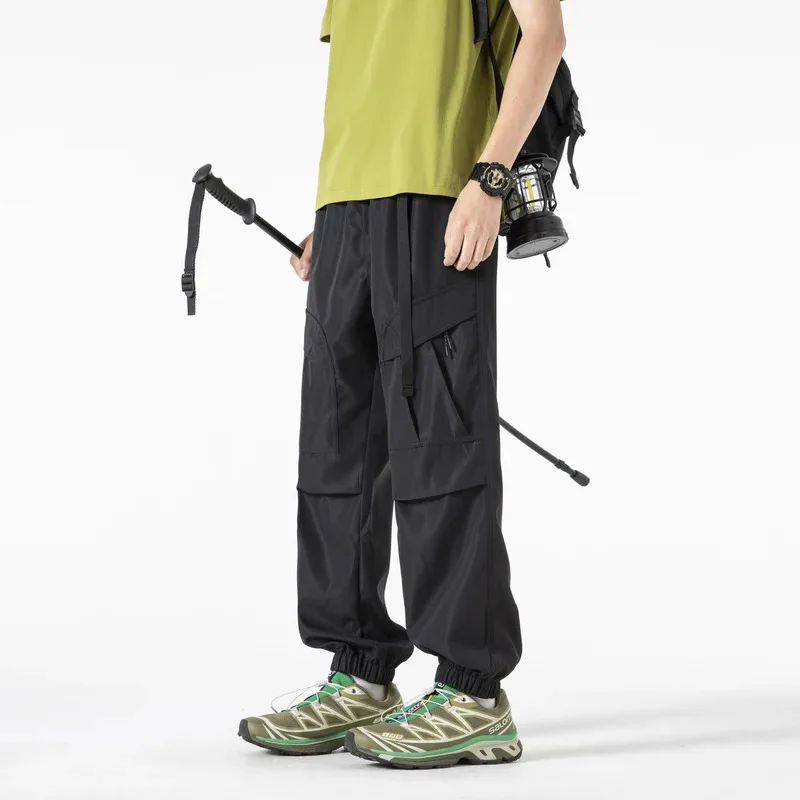 

Мужские брюки, повседневные брюки, уличная одежда, брюки-карго в стиле Харадзюку, мужские шикарные повседневные брюки с несколькими карманами, стильные легкие брюки Y2K, осень
