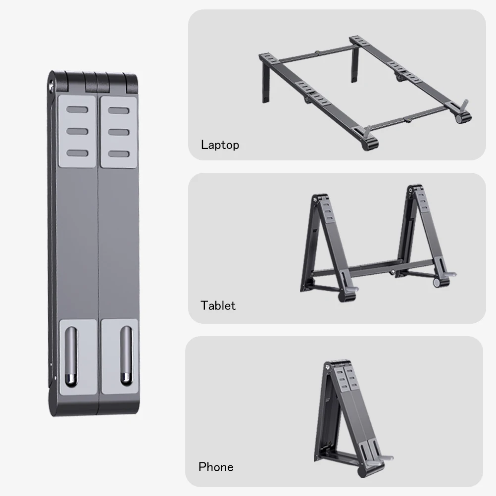 Oatsbasf-Mini support réglable pour ordinateur portable, support de téléphone en aluminium, support portable 3 en 1, MacPlePro Air, iPad, ordinateur