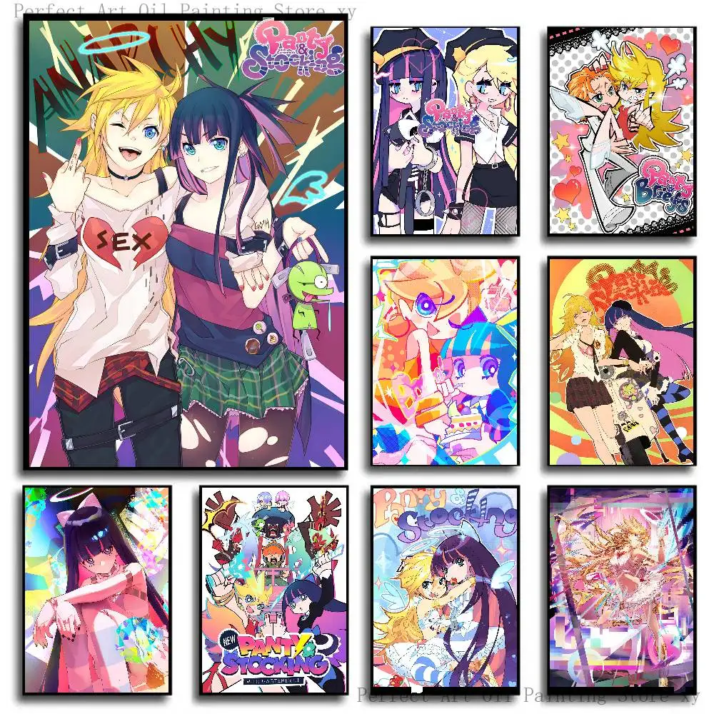 Anime Panty And Stocking With Garterbelt Poster Self-adhesive Art Room Entrance Restaurant Wall Decor Art Painting