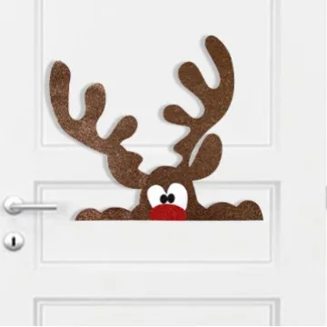 أبواب ونوافذ عيد الميلاد ملصقات جدار رجل الثلج سانتا إلك ملصقات جدار الشتاء عيد الميلاد السنة الجديدة ملصقات الزخرفية