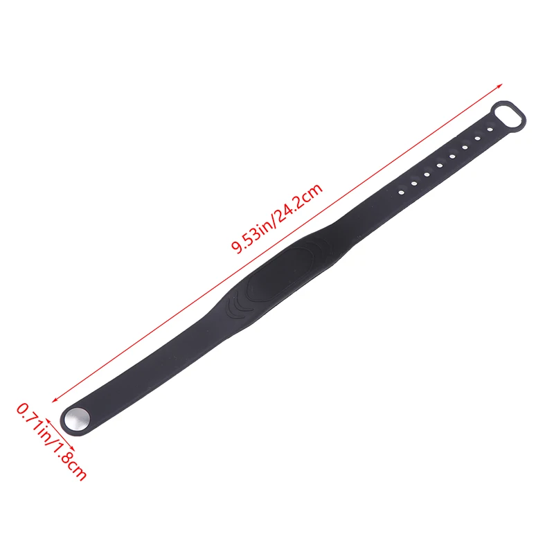 B*1PC Adjustable Pure Black Silicone RFID Wristband 125KHz/13.56MHz 14443A IC Chip Waterproof Wristband Bracelet