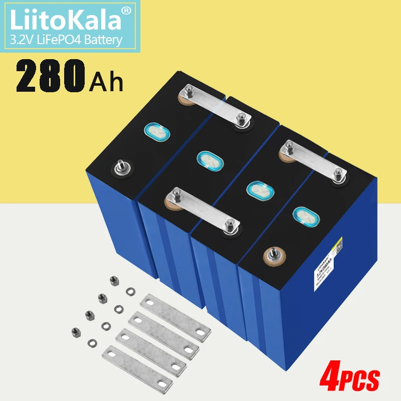 

4PCS LiitoKala 3.2V 280Ah Cells Brand New 48V Lifepo4 280Ah Battery Grade A 12V 48V 24V Rechargeable Battery Pack with Busbars