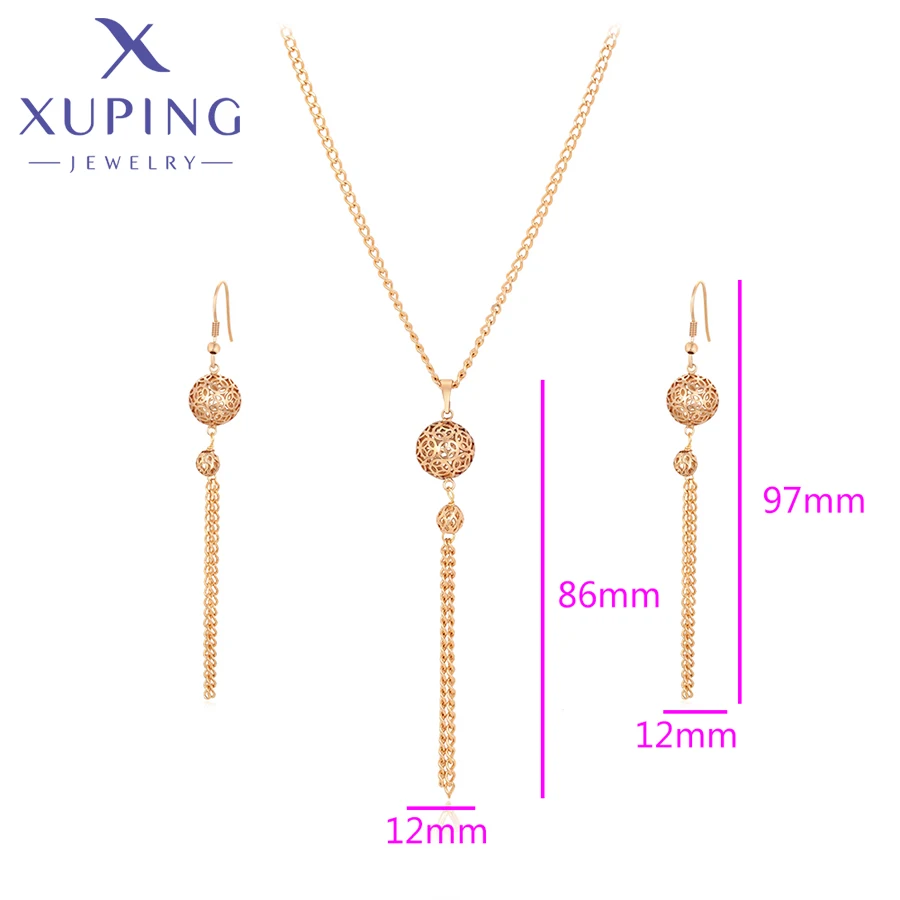 Xuping Jewelry Copper Alloy New Arrival Charm Hollow lantern Necklace Earrings Set for Women Party Birthday Gift X001001239