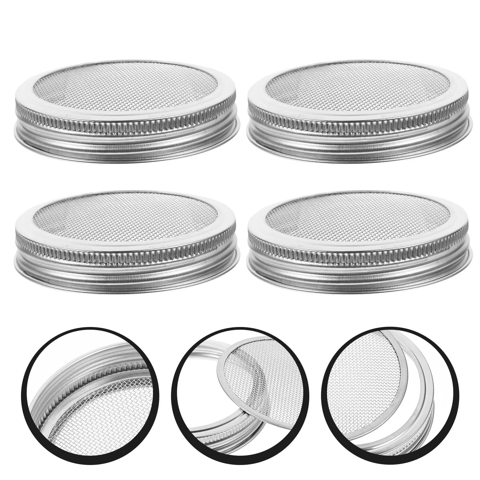 Stainless Steel Strainer - 4Pcs Stainless Steel Mesh Sprouting Jar