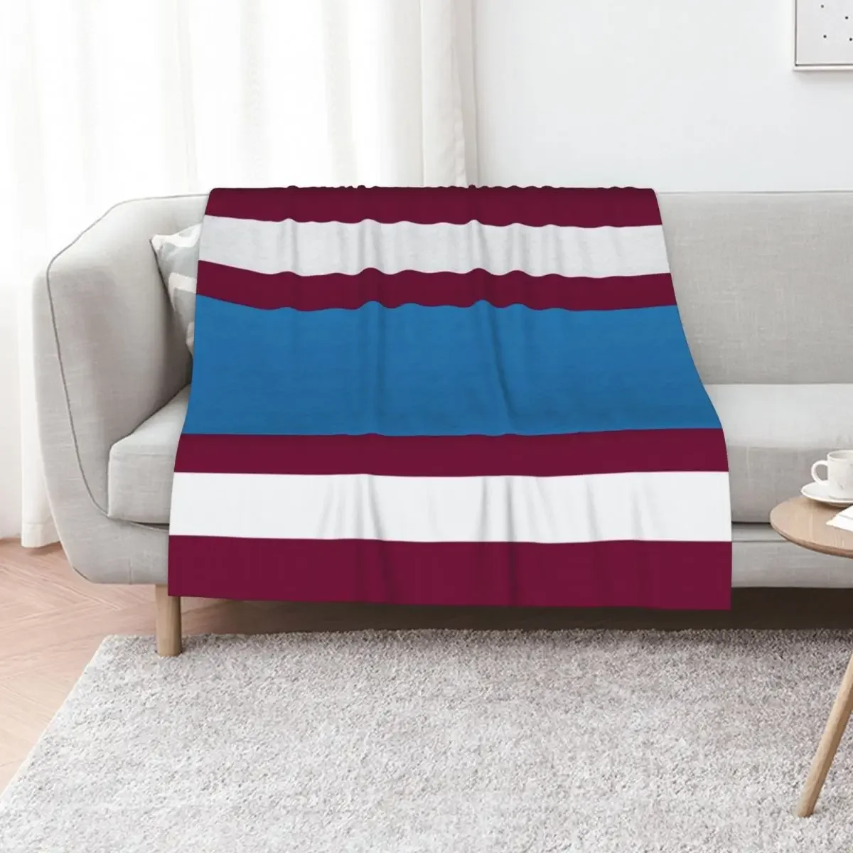 

Burnley Varsity Retro Claret, Blue & White Hoops Throw Blanket Weighted Luxury Luxury Brand Moving Blankets