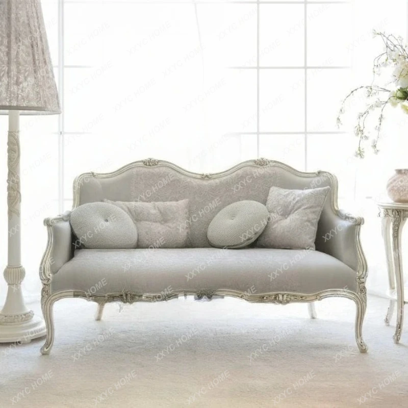 

Solid wood furniture country old sofa gray two-person sofa