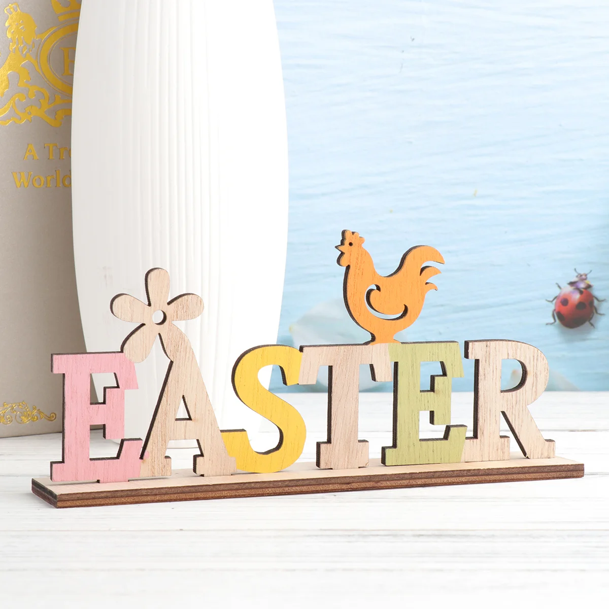 

Desktop Gift for Easter Wood Letter Decor Decorative Accessory Party Ornament Ornaments Wooden Vintage