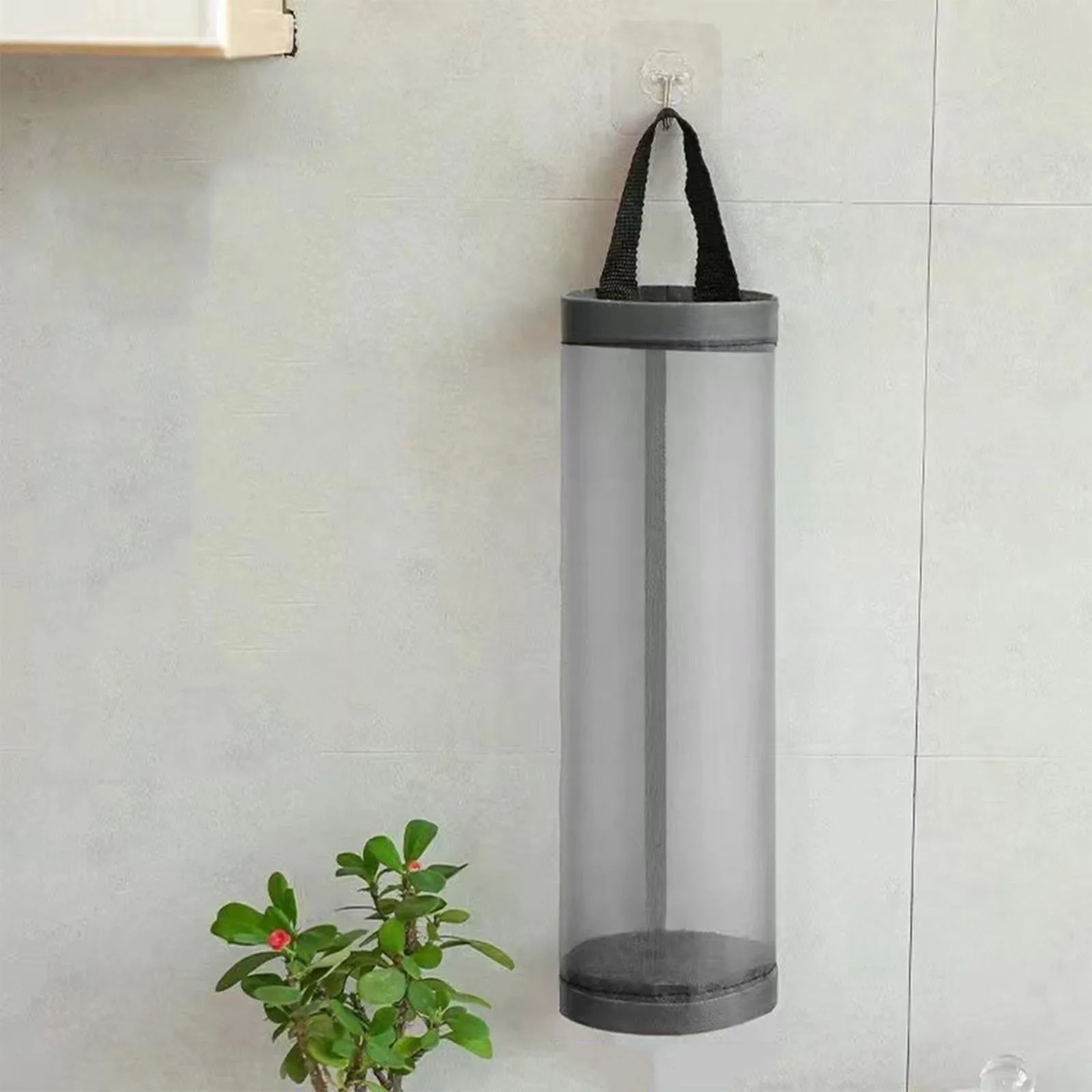 Home Grocery Bag Holder Wall Hanger Mesh Storage Pouch Holder Trash Garbage Bags Dispenser Storage Bag Kitchen Organizer