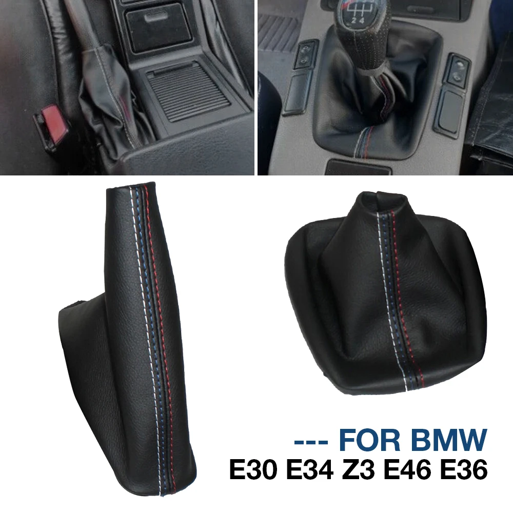 המכונית משמרת ידית אבק כיסוי pu עור כף יד בלם ידית עור pu e30 e36 e34 e46 z3 דגם ידני אביזרים