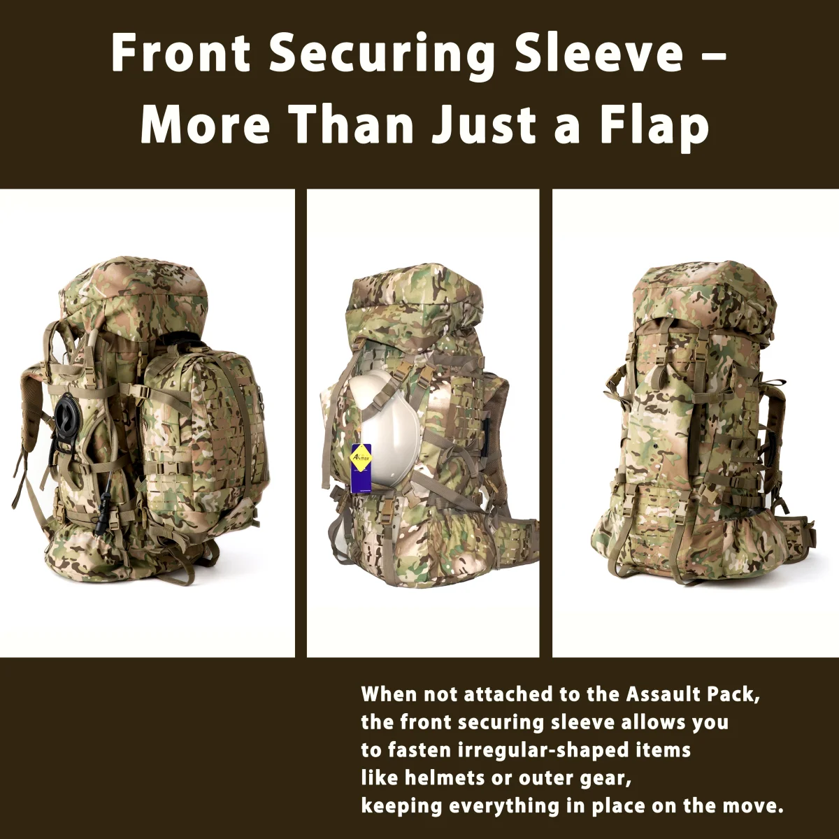 Military ILBE Laser Cut Tactical Backpack 1000D Waterproof With Hydration Pack & Radio Pouch 120L Capacity Camo