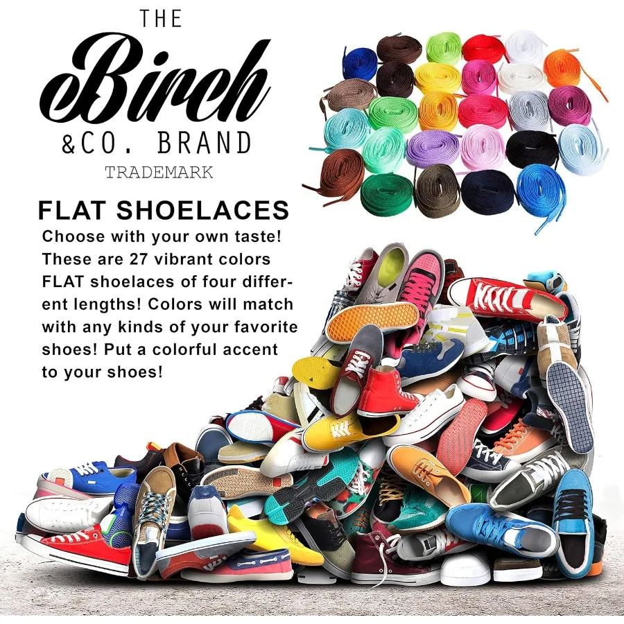 في 27 لونًا مسطحًا 5/16 بوصة أربطة أحذية بطول 4 أطوال