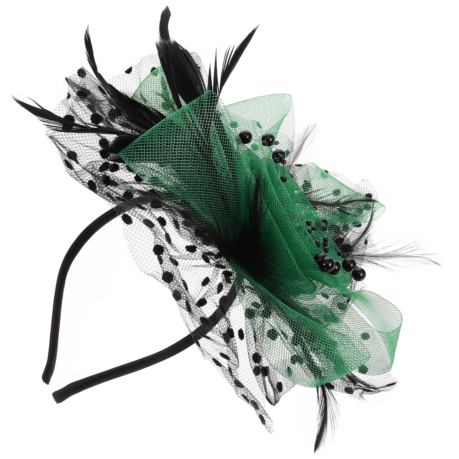 

Colorful Mesh Fascinator Headpiece Lightweight Elastic Headband Bride Wedding Party Tea Party Hat Banquet Headdress