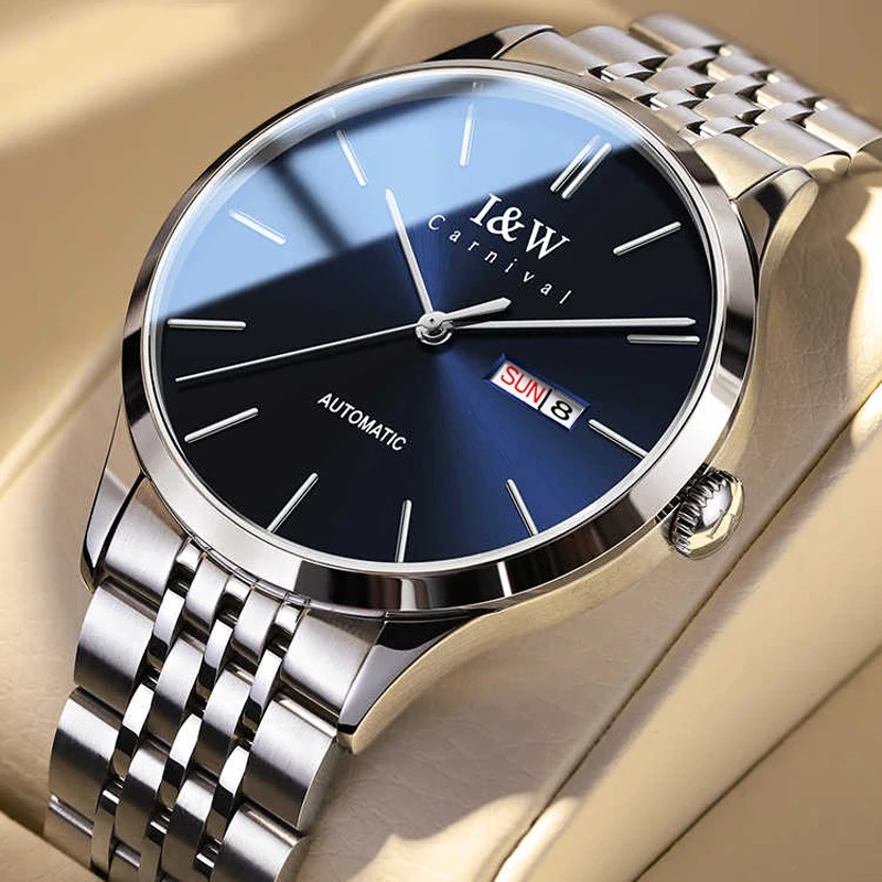 

КАРНАВАЛ брендовые высококачественные серии IW, роскошные механические часы с импортным механизмом для мужчин, деловые мужские часы из нержавеющей стали с сапфировым стеклом